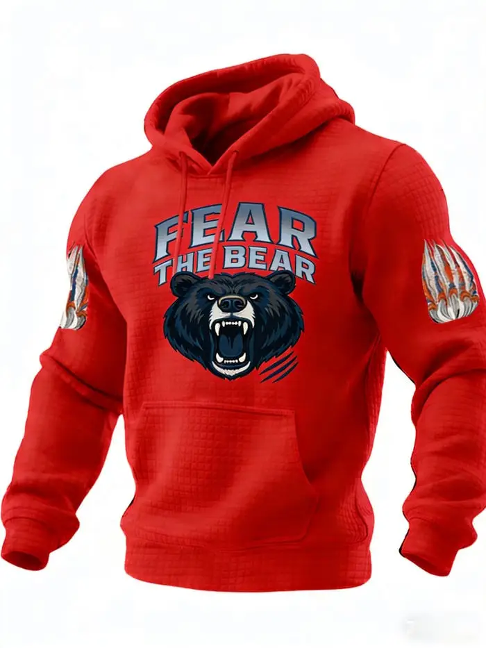 Chicago Bears Hoodie Fear The Bear Hoodie Red Game Day Clothing Football Gifts For Men
