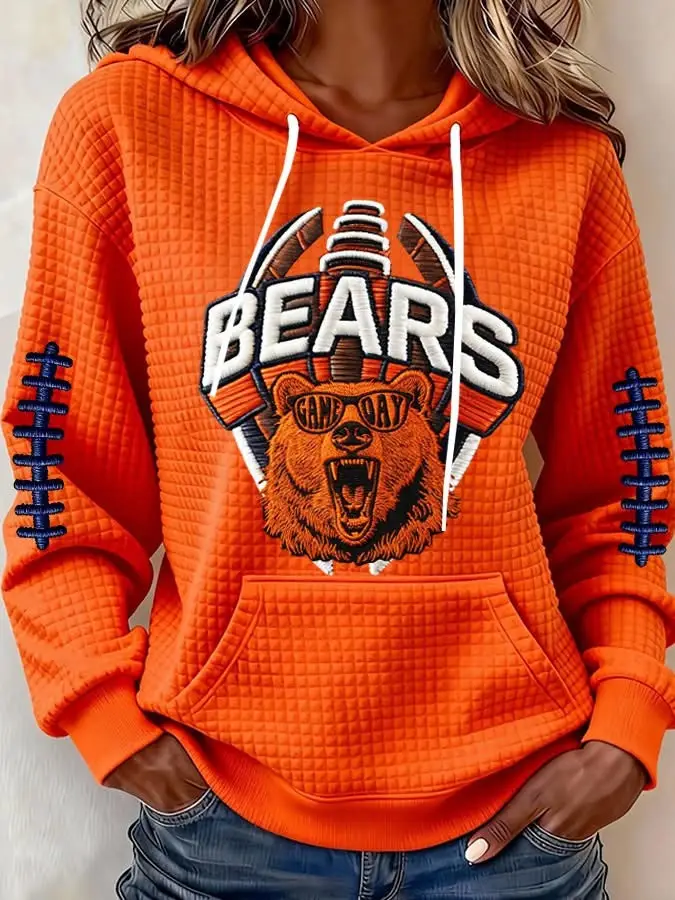 Chicago Bears Hoodie Women's Game Day Outfits Football Merch Gifts For Bears Fans