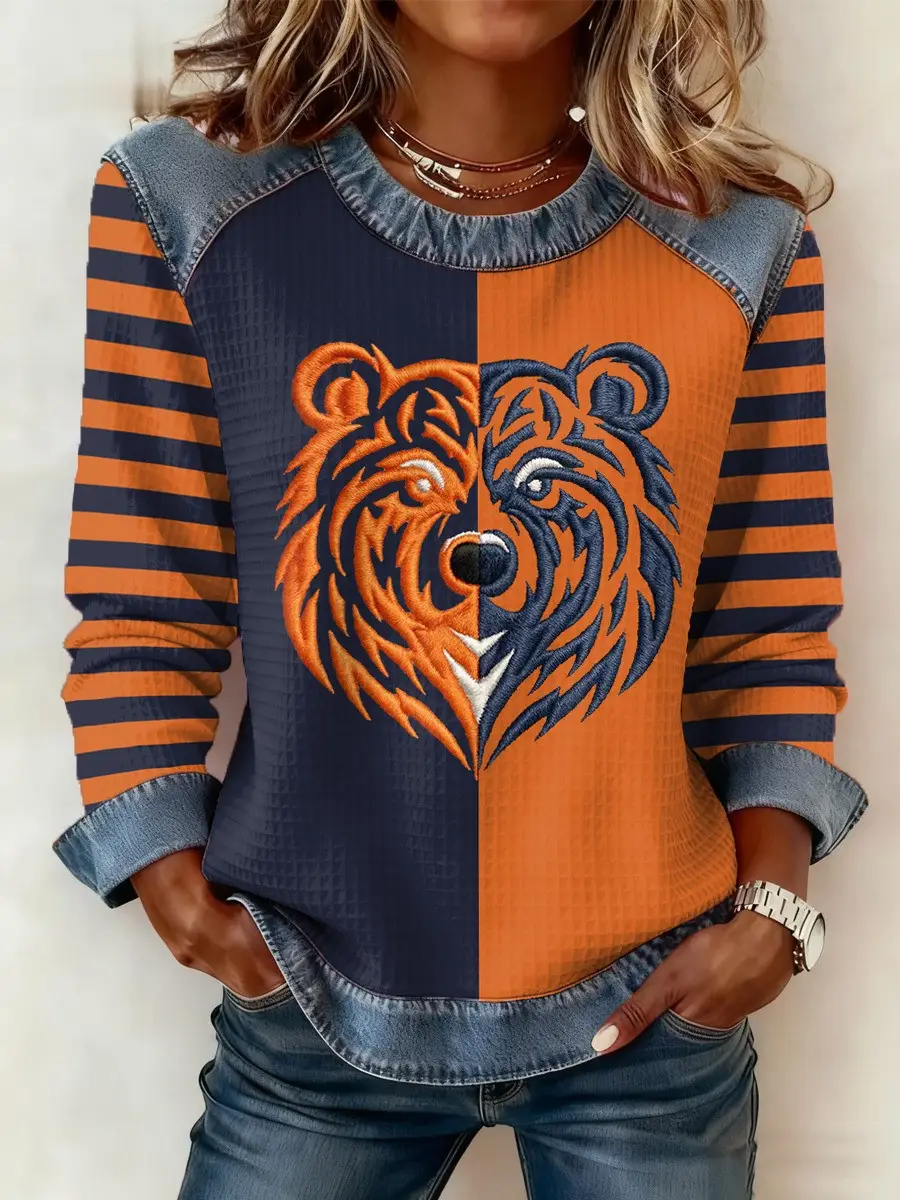 Chicago Bears Sweatshirt Women's Football Gameday Outfits Gifts For A Chicago Bears Fan