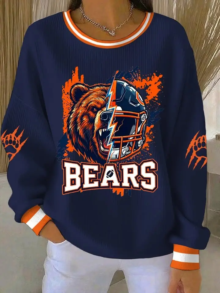 Chicago Bears Sweatshirt Women's Game Day Bears Nation Merch Gifts For Football Lovers