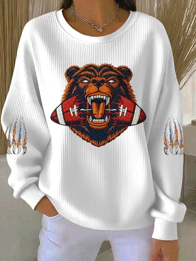 Chicago Bears Sweatshirt Women's Game Day Clothes Fan Merch Gifts For Football Lovers
