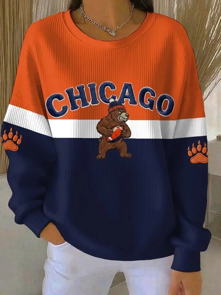 Chicago Bears Sweatshirt Women's Game Day Gears Football Gifts For Chicago Bears Fans