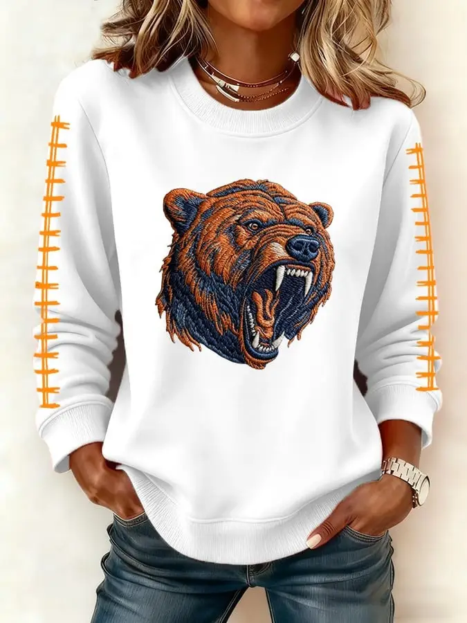 Chicago Bears Sweatshirt Women's Game Day Merch Clothing Football Present For Bears Fans