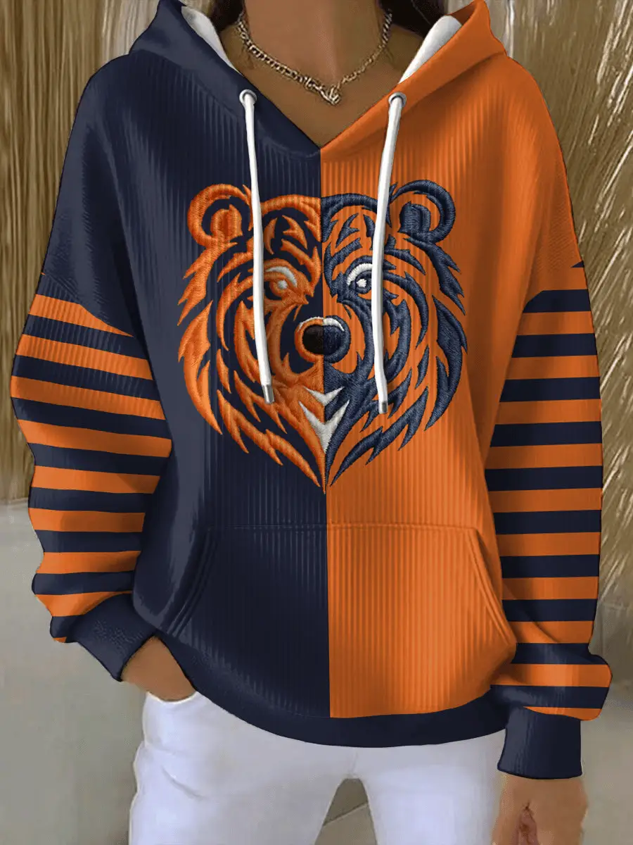Chicago Football Hoodie Women's Football Fans Gameday Casual Oufit