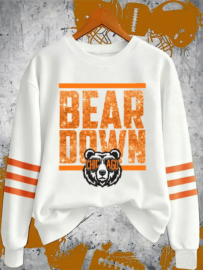 Chicago Football Merch Bear Down Sweatshirt CB Gift for Football Lovers