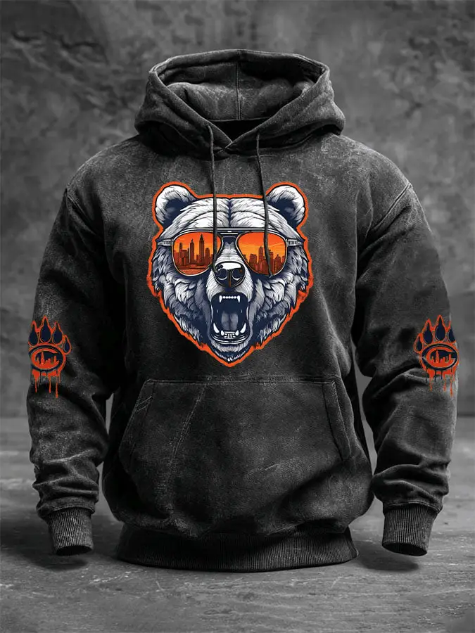 Chicago Football Merch Da Bears Washed Hoodie CB Men's Apparel Gift