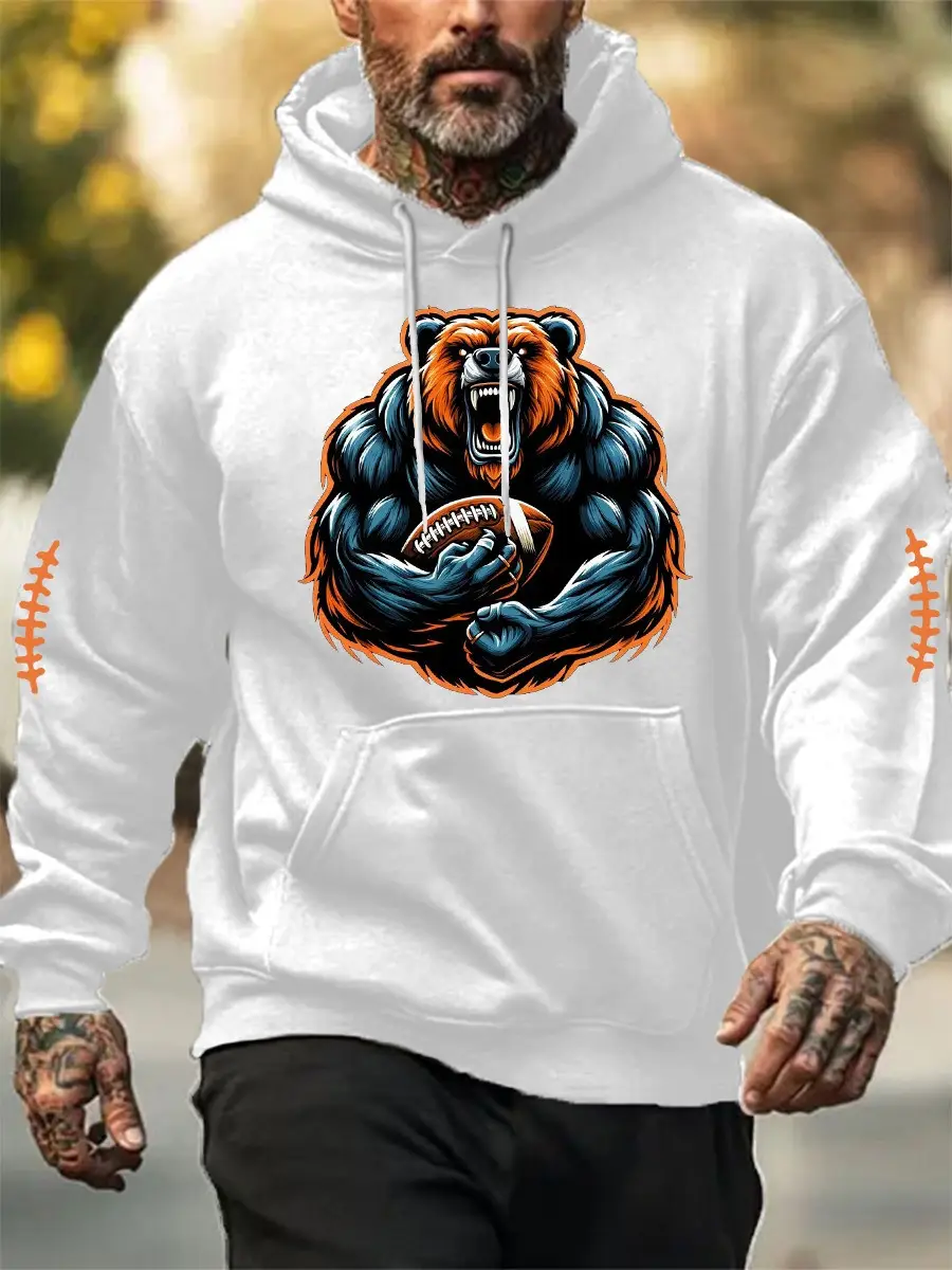 Chicago Football Merch Hoodie Bear Clothes Merch Present For Game Day Supporters