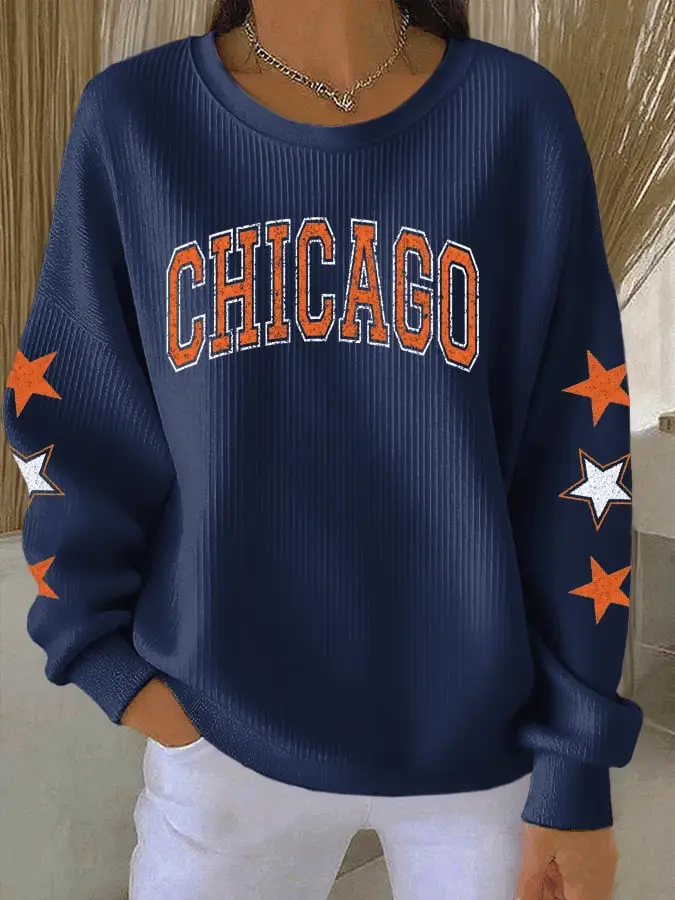 Chicago Football Merch Women's Chicago Rugby Sweatshirt Game Day Gift for Her