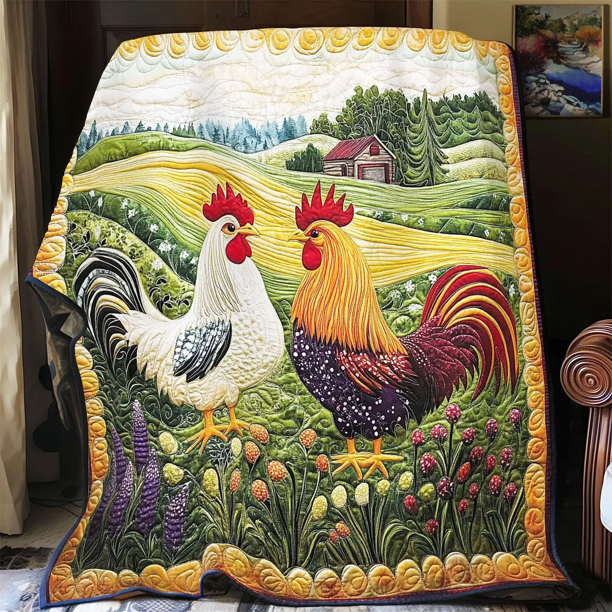 Chicken Farm Quilt Blanket For Couch Mother's Day Presents For Grandma