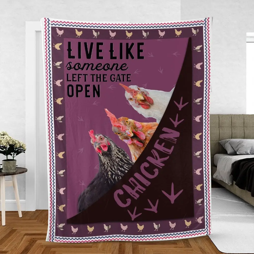 Chicken Foot Pattern Purple Background Blanket Farm Blanket Gift For Farmer