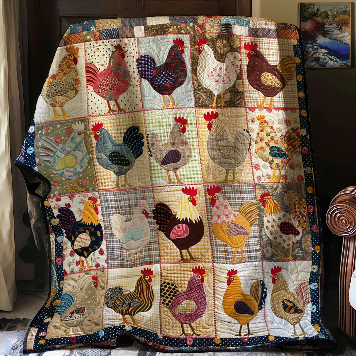 Chicken Quilt Soft Quilt Blanket Gift for Comfortable Nights Chicken Quilt Soft Quilt Blanket Gift for Comfortable Nights - Image 1