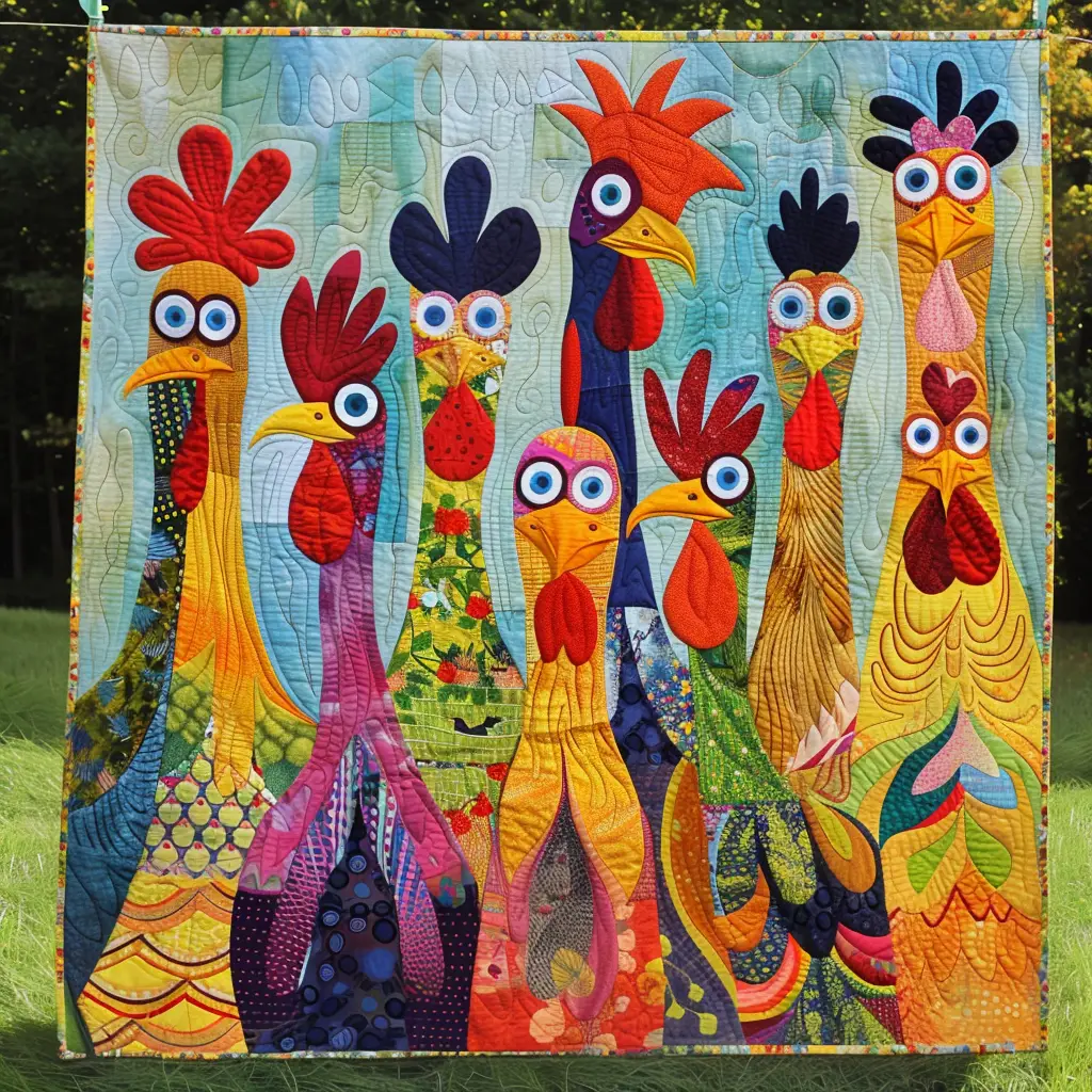 Chicken Vibrant Village Quilted Blanket Luxury Throw Blankets Retirement Gifts