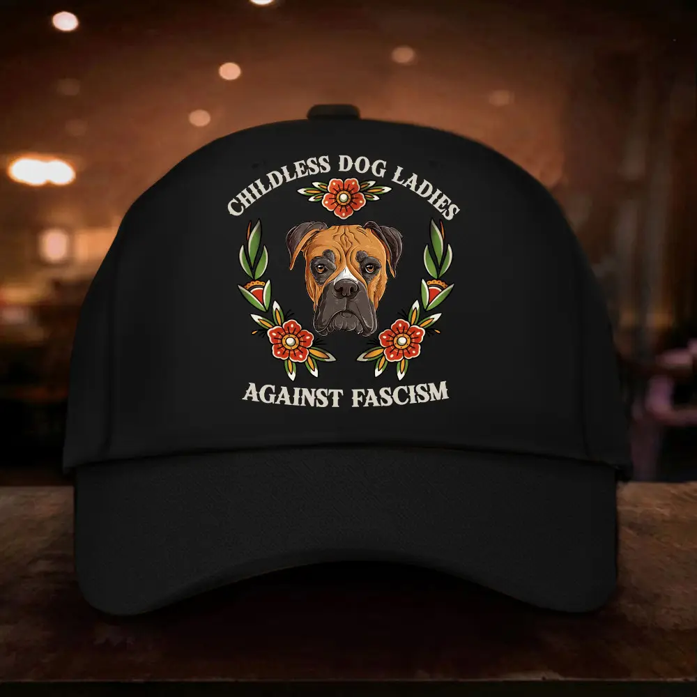 Childless Boxer Dog Ladies Against Fascism Hat Vote For Kamala Hat Harris 2024 Hat Gifts For Dog Lovers