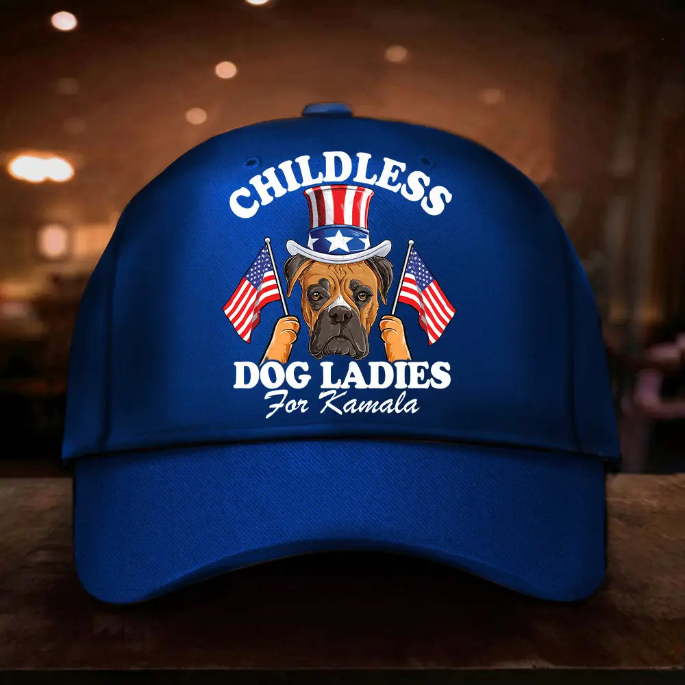 Childless Boxer Dog Ladies For Kamala Hat Harris For President 2024 Democrat Hat Gifts