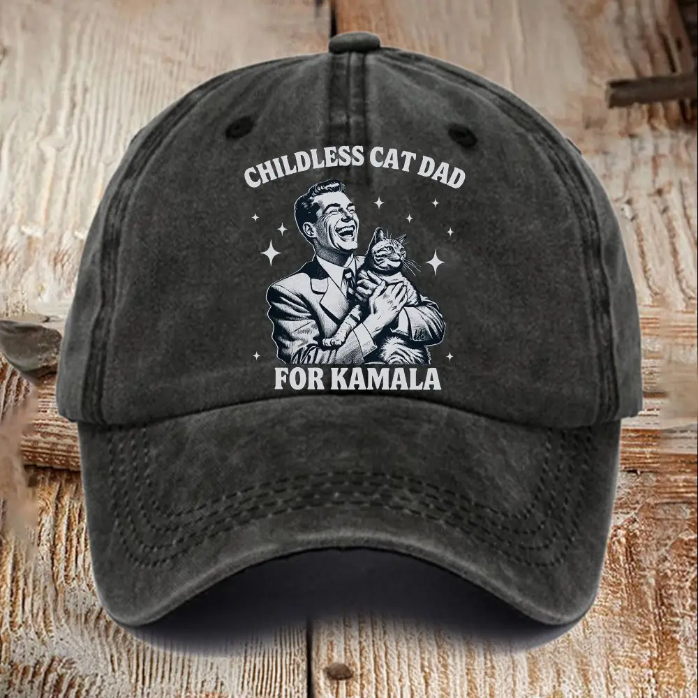 Childless Cat Dad for Kamala Harris Hat Childless Cat Guy For Democrat Vote Blue Hat