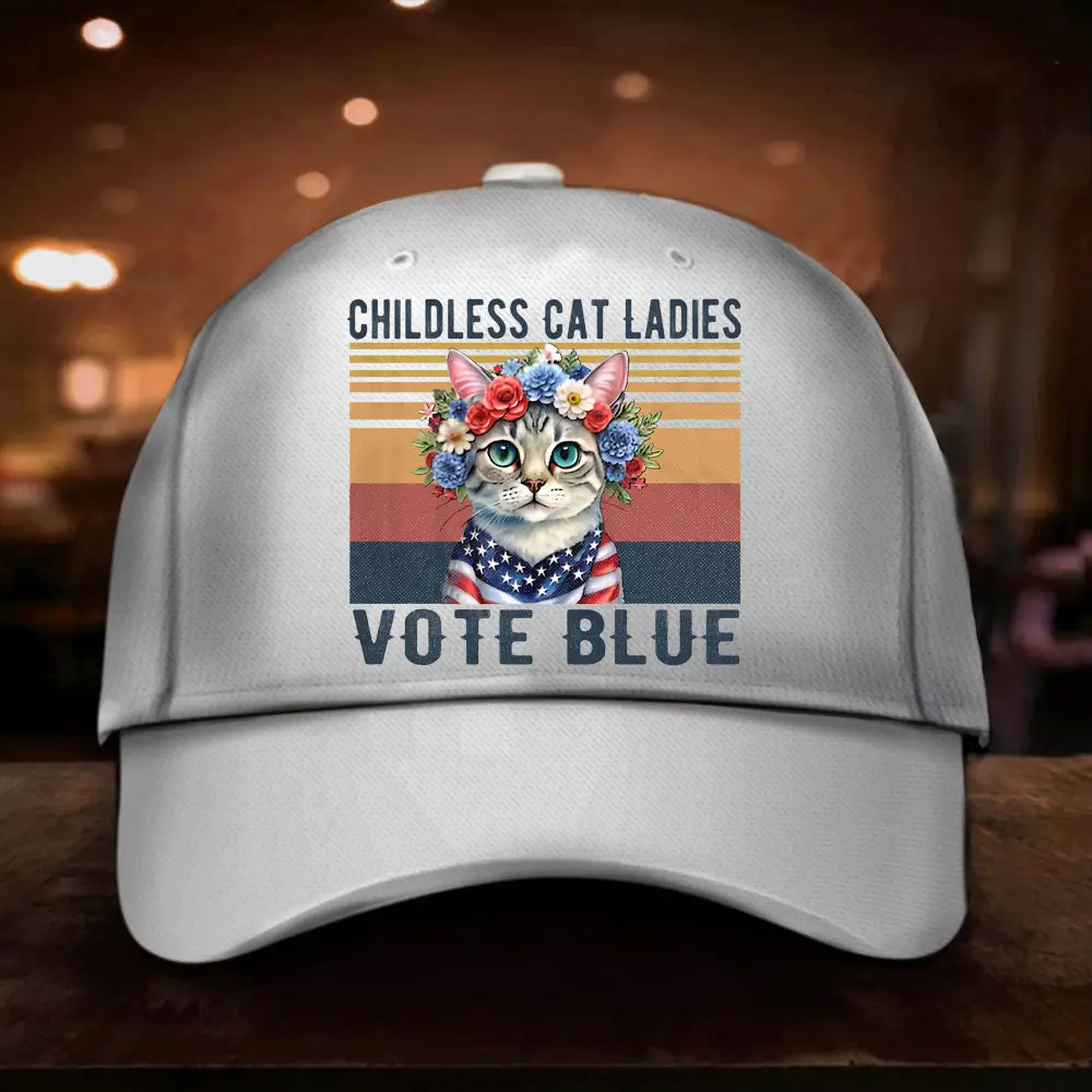 Childless Cat Ladies Vote Blue Hat Cat Ladies For Kamala Harris Hat Political Merch