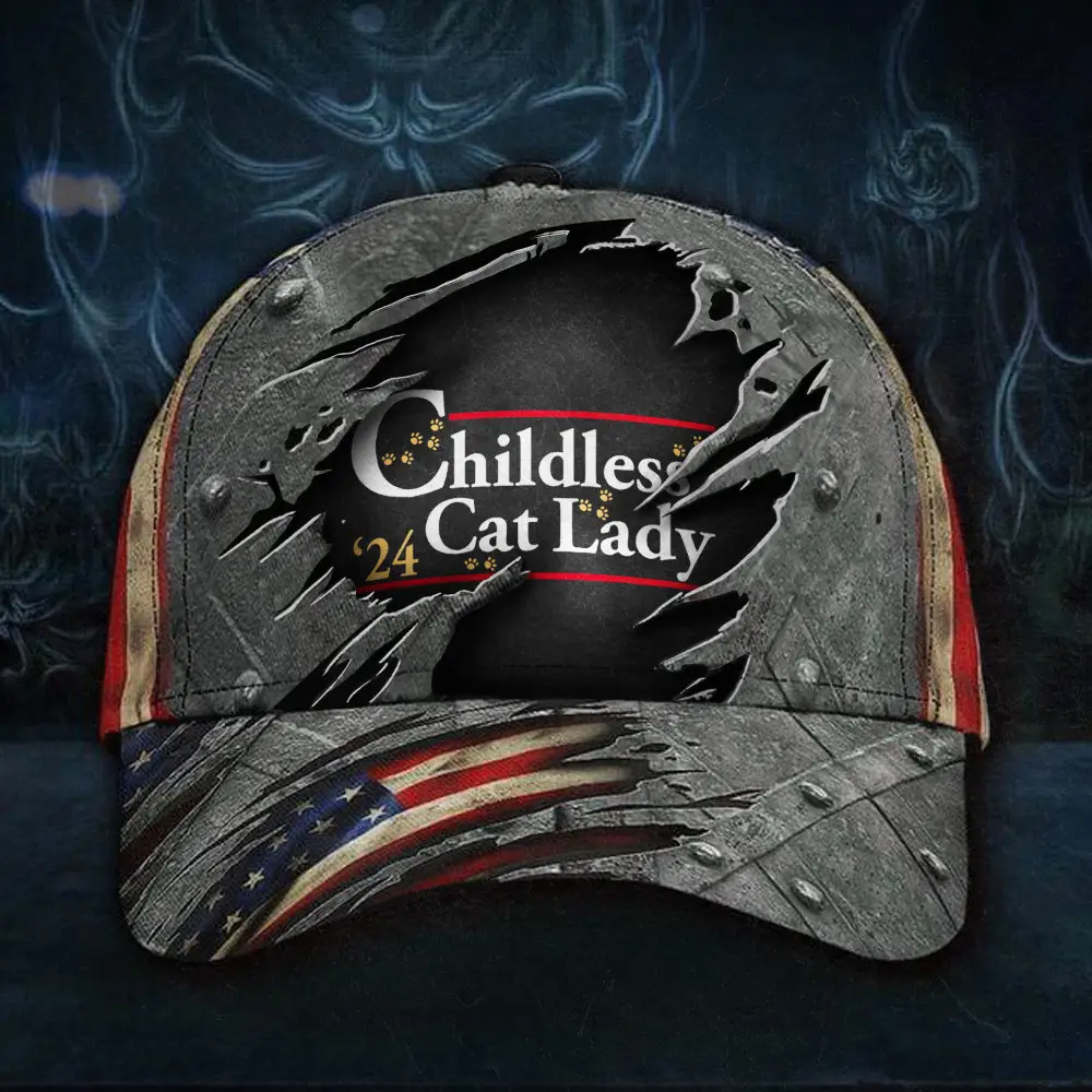 Childless Cat Lady 2024 Hat I'm With Her Save Democracy Hat Vintage Kamala Harris Merch