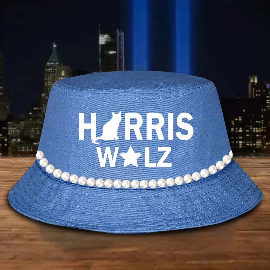 Childless Cat Lady Harris For President Veteran Walz For VP Bucket Hat Chuck And Pearls Harris Walz Bucket Hat