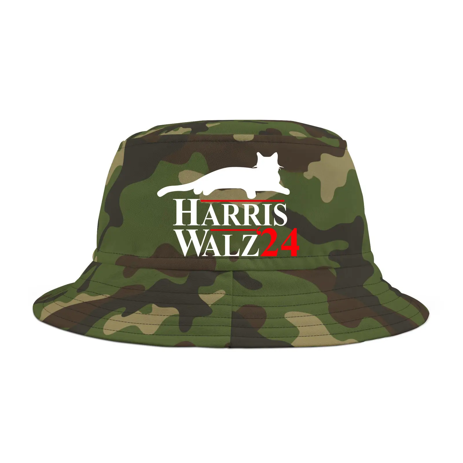 Childless Cat Lady Harris Walz 24 Camouflage Midwest Dad Bucket Hat Harris Walz Campaign 2024 Camo Merch