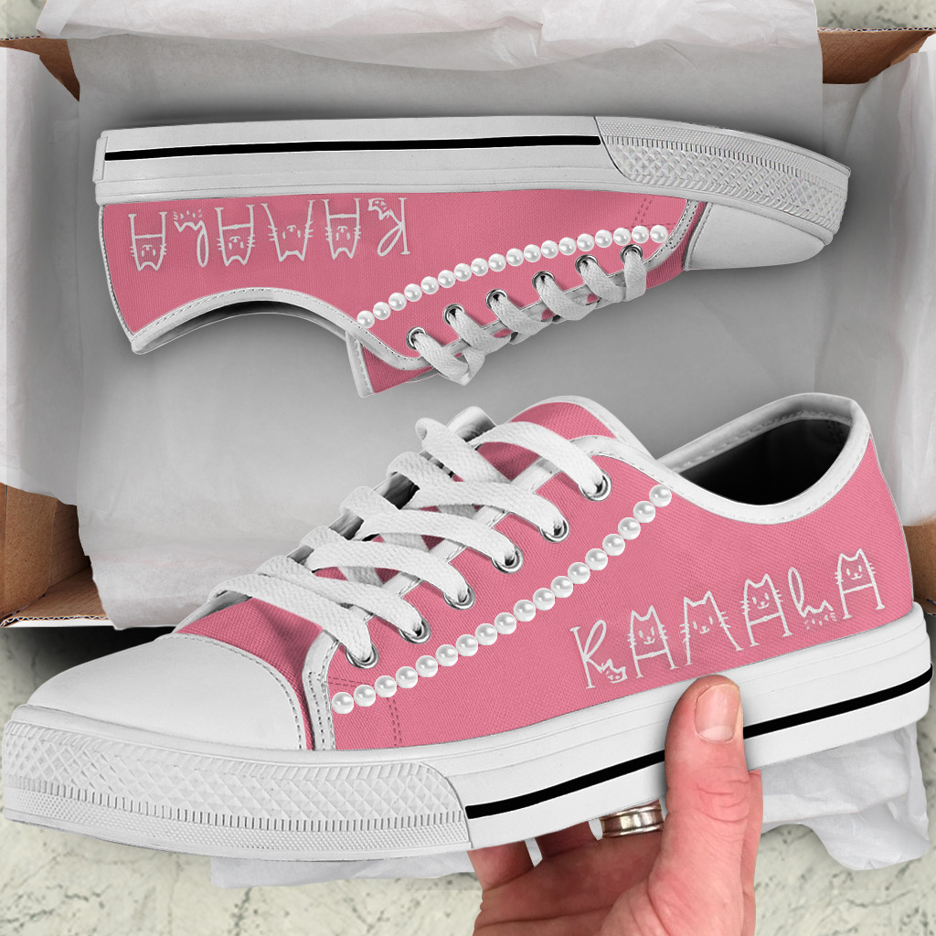 Childless Cat Lady Kamala Low Top Shoes Chucks And Pearls Shoes Gifts For Harris Voters