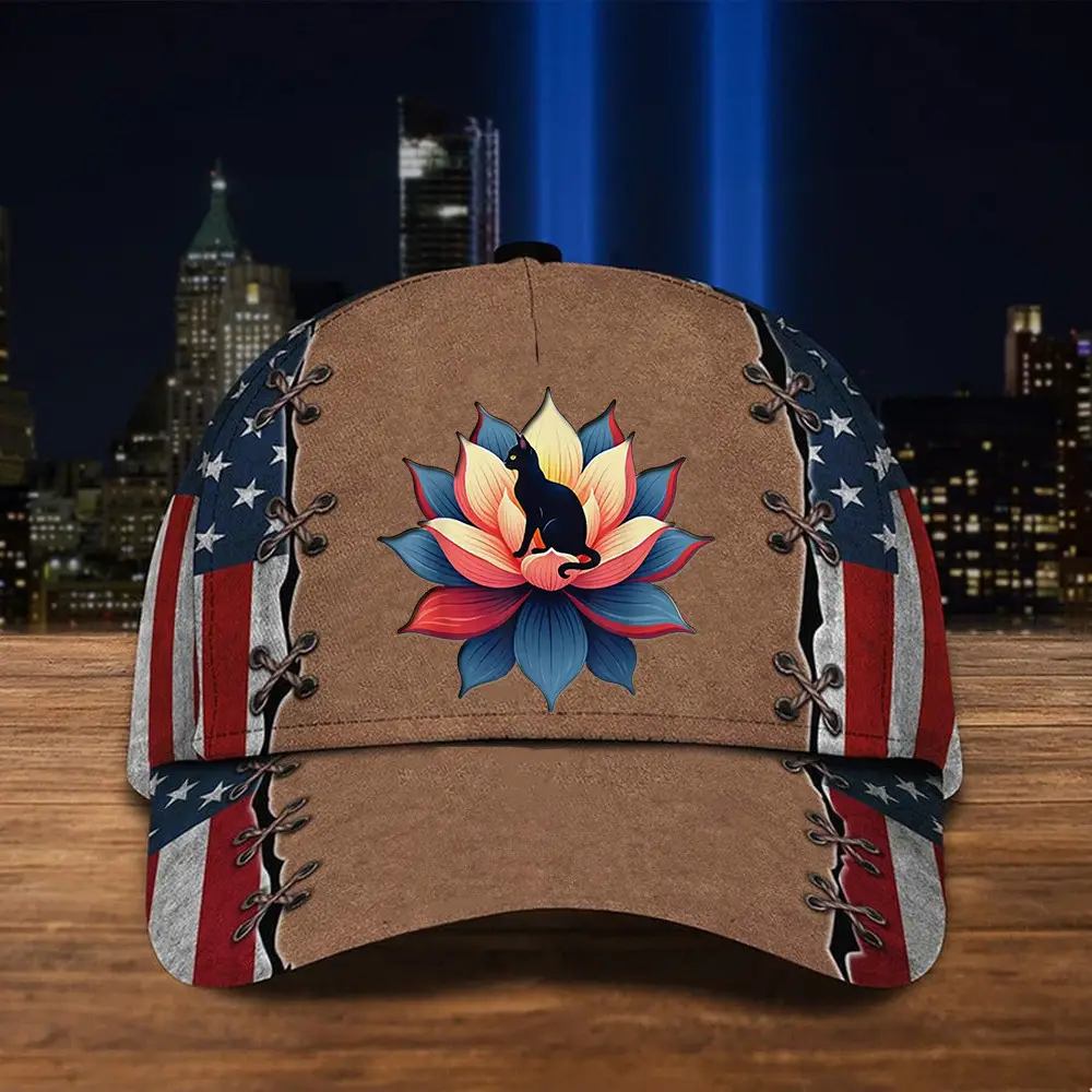 Childless Cat Lady Lotus Hat Kamala Harris Madam President Hat American Flag Cap