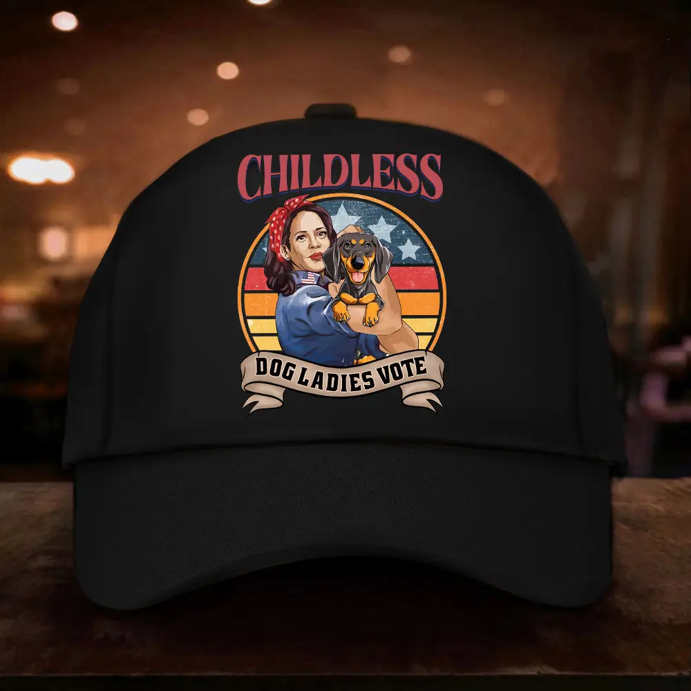 Childless Dog Ladies Vote Hat Kamala Harris And Dachshund Hat Support Democrat Merch Childless Dog Ladies Vote Hat Kamala Harris And Dachshund Hat Support Democrat Merch - Image 1