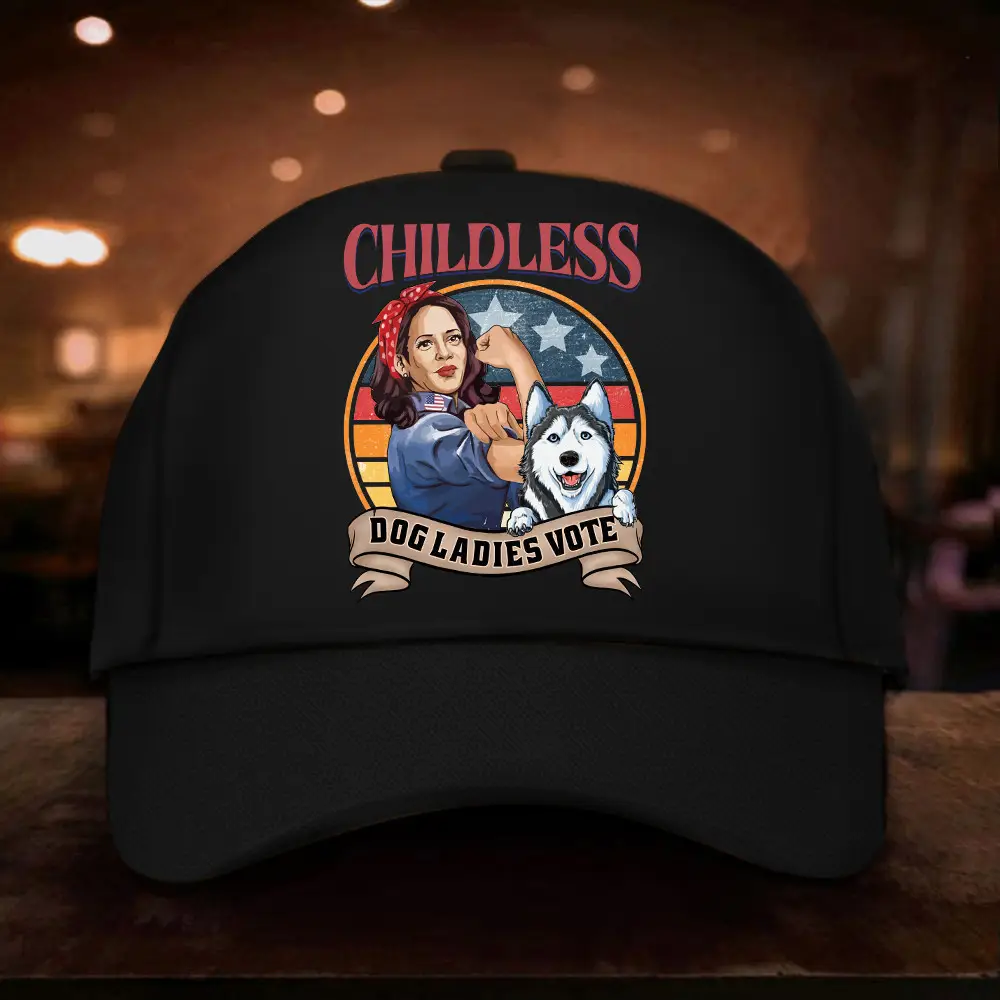 Childless Dog Ladies Vote Hat Kamala Harris And Husky Dog Hat Support Democrat Merch
