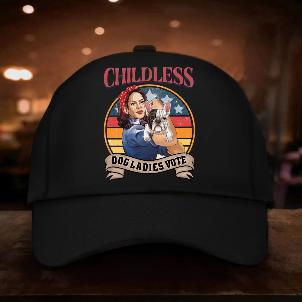 Childless Dog Ladies Vote Hat Kamala Harris With Bulldog Hat Support Democrat Merch