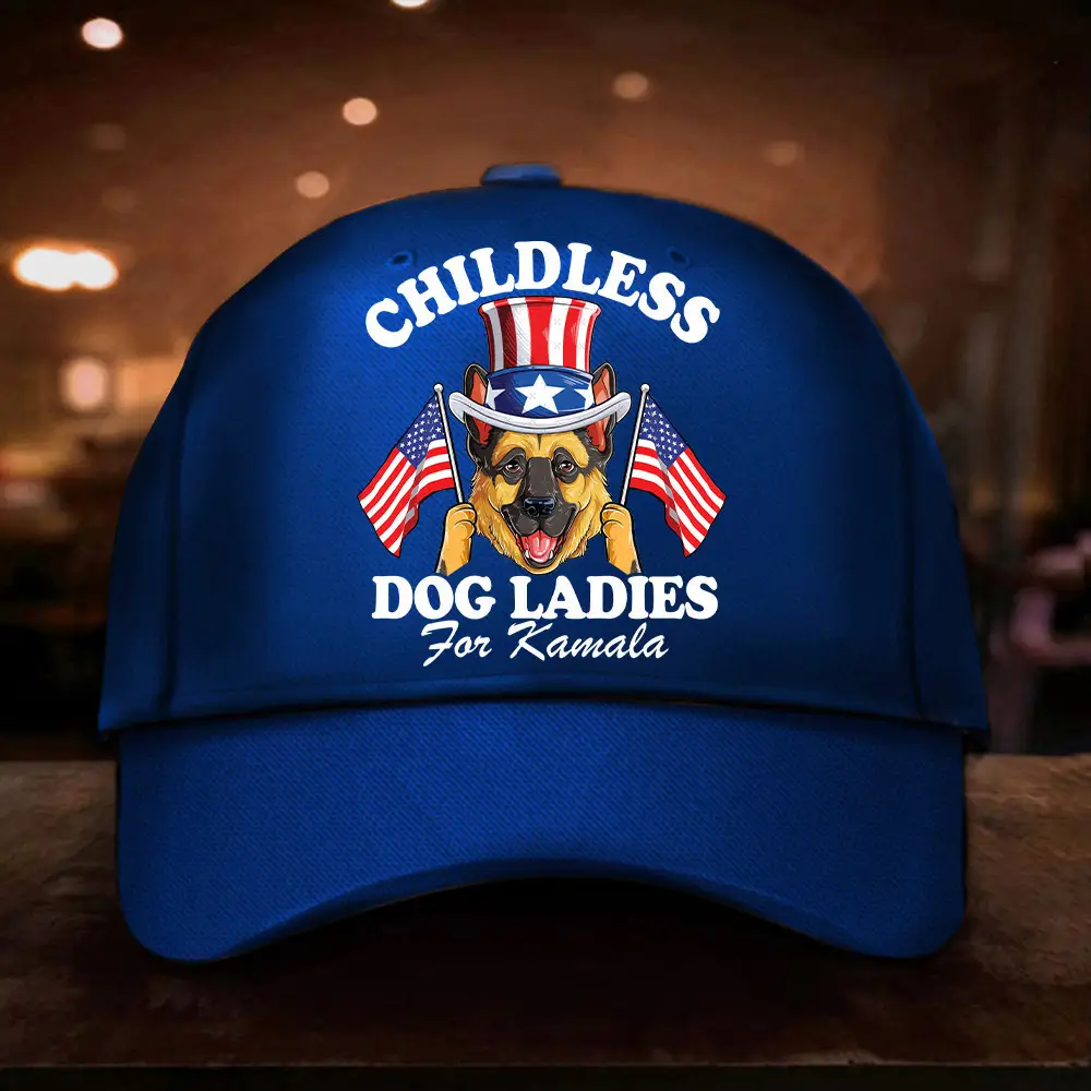 Childless German Shepherd Dog Ladies For Kamala Hat Vote For Harris Hat Gifts For Voters