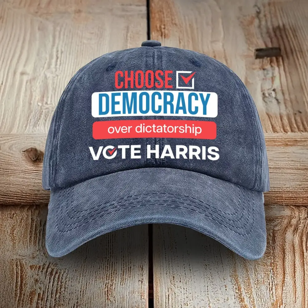 Choose Democracy Over Dictatorship Vote Harris Hat Vote Blue Hat Gifts For Harris Voters