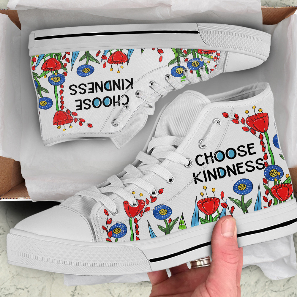 Choose Kindness Flowers High Top Shoes Gifts For Him Her