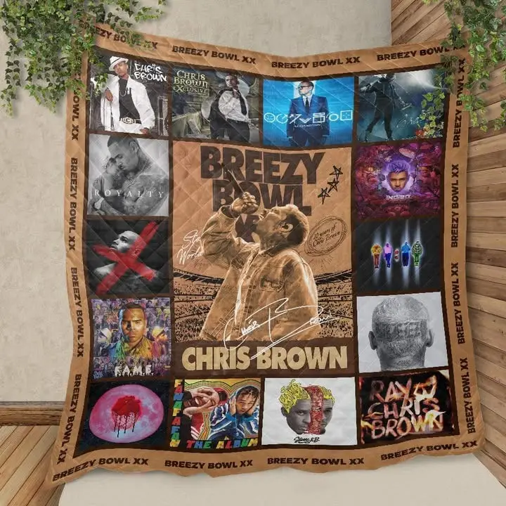 Chris Brown Breezy Bowl XX Tour Merch Quilted Blanket Merchandise Fan Gifts For Him