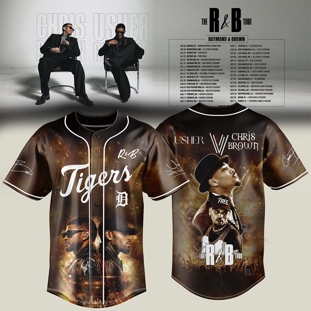 Chris Brown Usher The R And B Tour Detroit Tigers Signed Baseball Jersey Fan Merch 2026