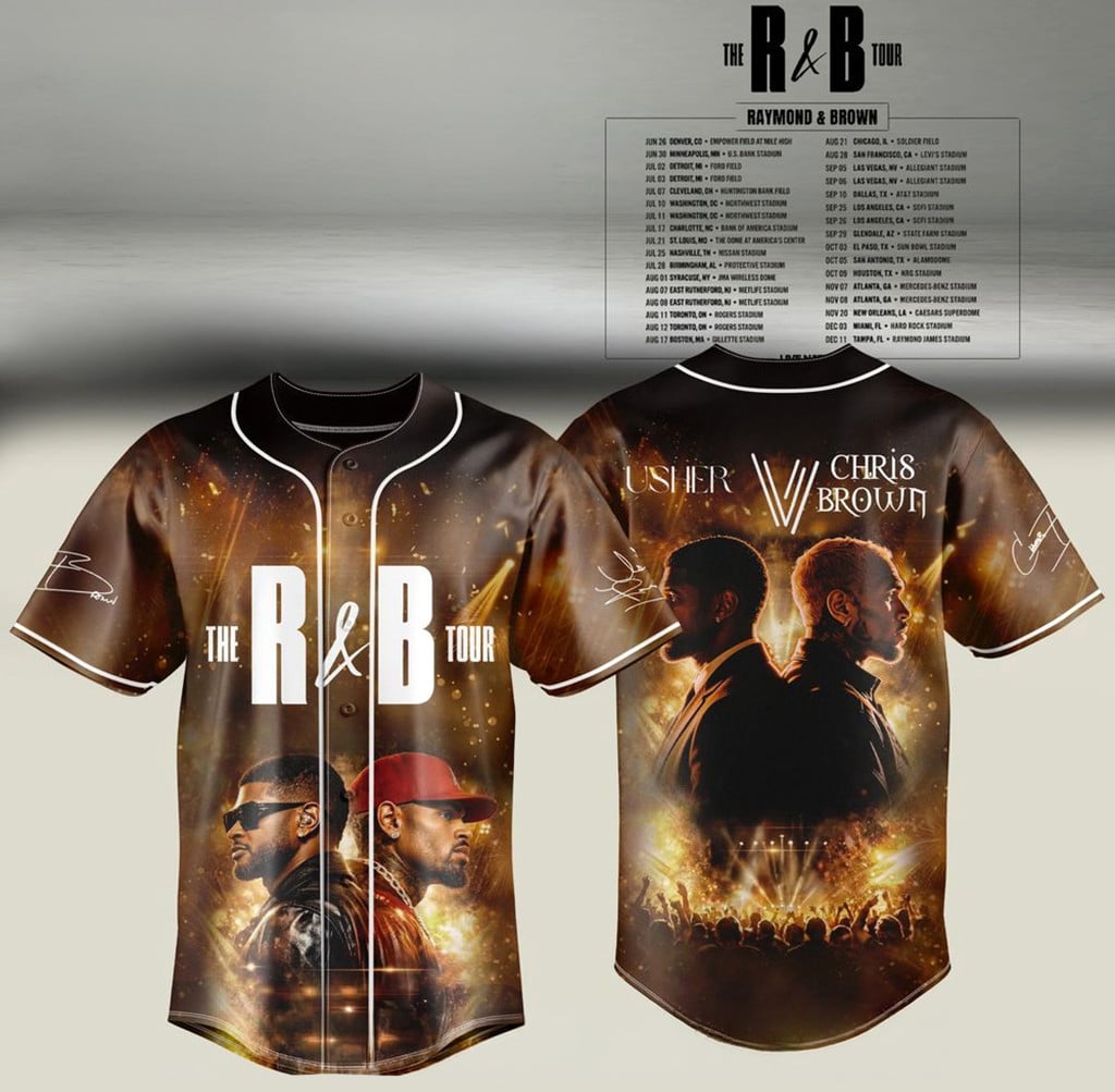 Chris Brown X Usher The R&B Tour 2026 Baseball Jersey Fan Merch Gifts For BFF