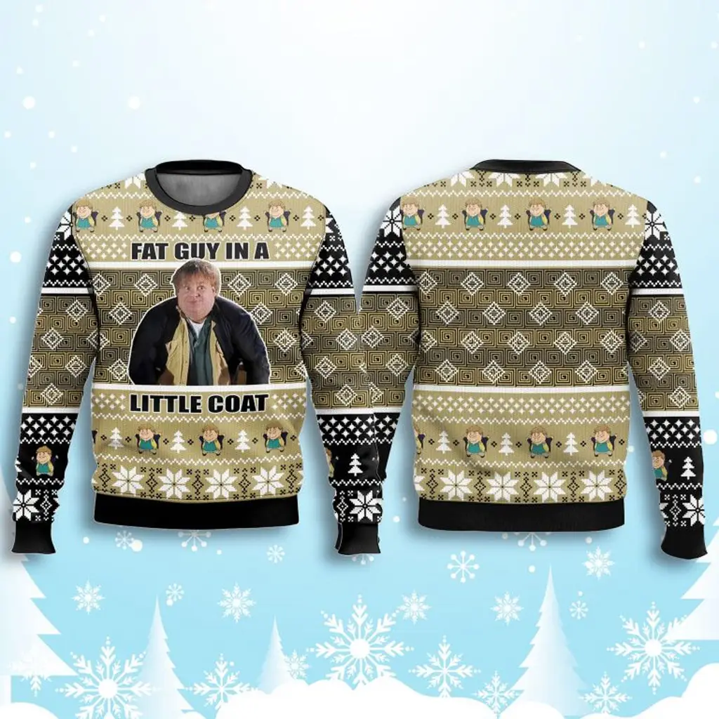 Chris Farley Fat Guy In A Little Coat Ugly Christmas Sweater Xmas Gifts For Him - WearandDecor