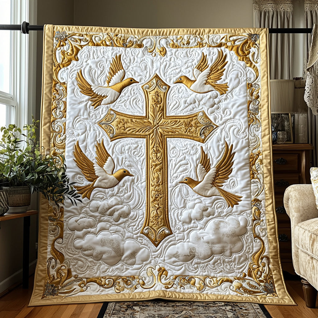 Christian Cross Blessings Quilted Blanket Christmas Bedroom Decor Gifts With Chickens On Them