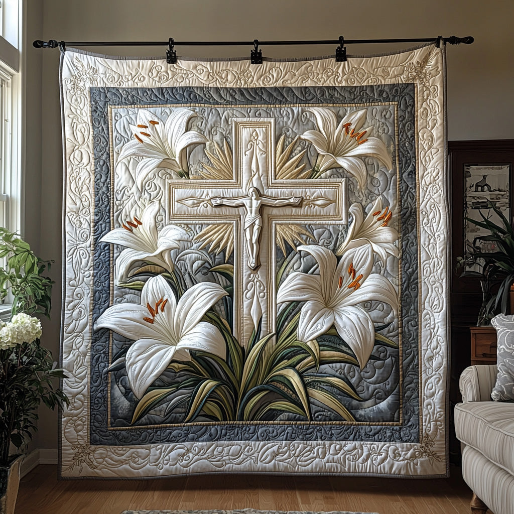 Christian Cross Garden Quilted Blanket Cute Throw Blanket Halloween Birthday Gifts Christian Cross Garden Quilted Blanket Cute Throw Blanket Halloween Birthday Gifts - Image 1