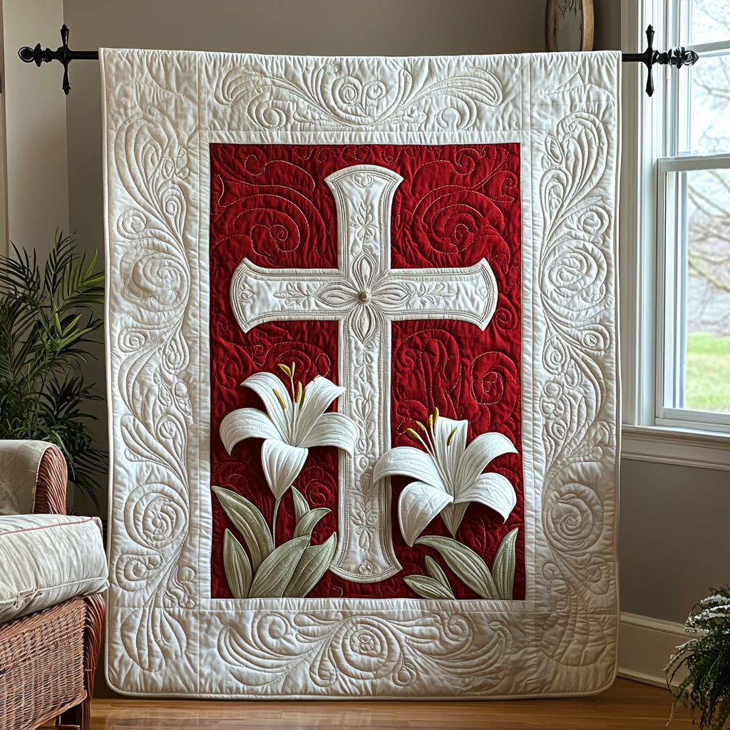 Christian Cross Hope Quilted Blanket Bed Christmas Decor Unique Skull Gifts