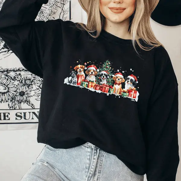 Christmas Dogs Sweatshirt Cute Dog Christmas Sweatshirt Cute Gift For Dog Lover