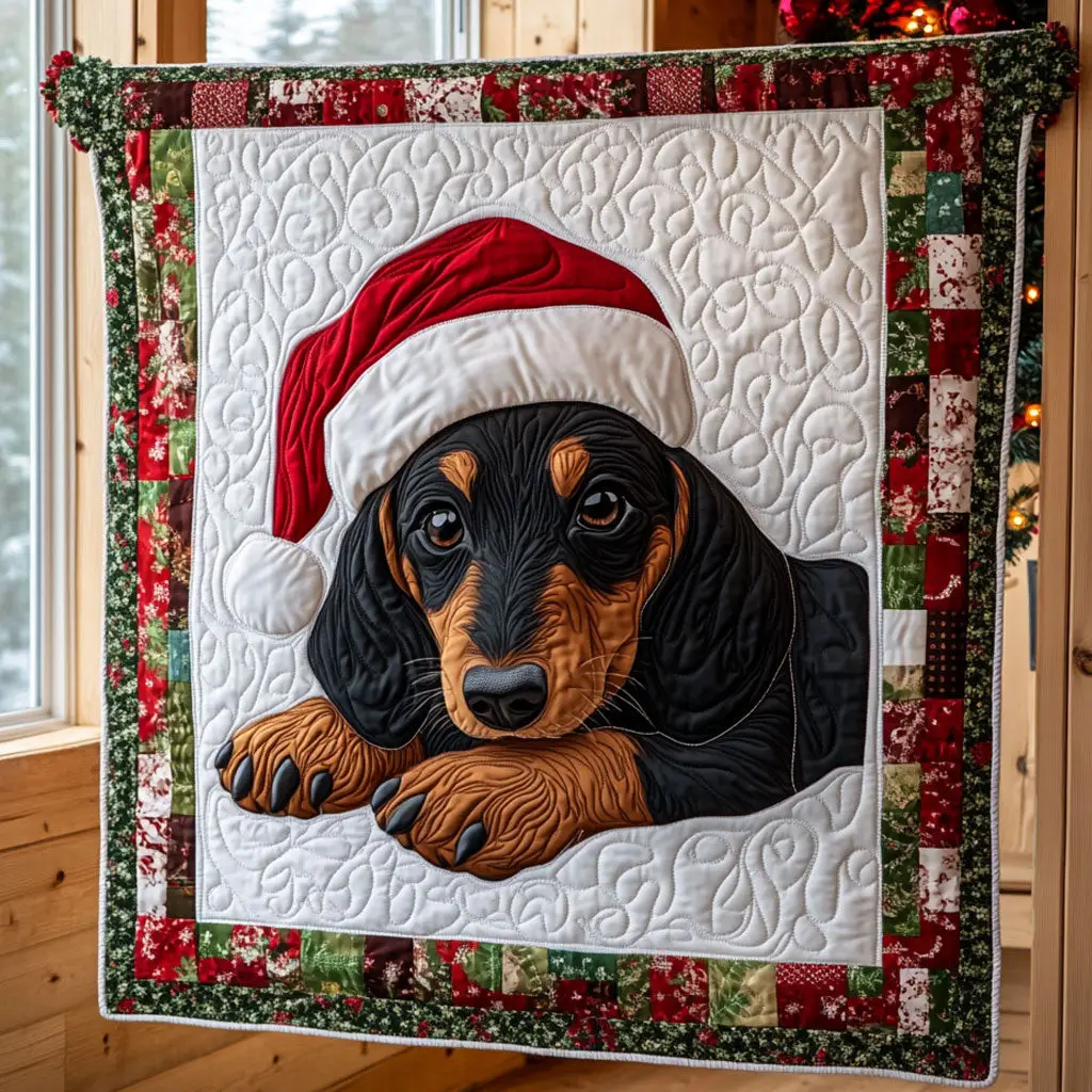 Christmas Pup Quilt Charming Quilt Blanket Gift for Festive Spirit Christmas Pup Quilt Charming Quilt Blanket Gift for Festive Spirit - Image 1