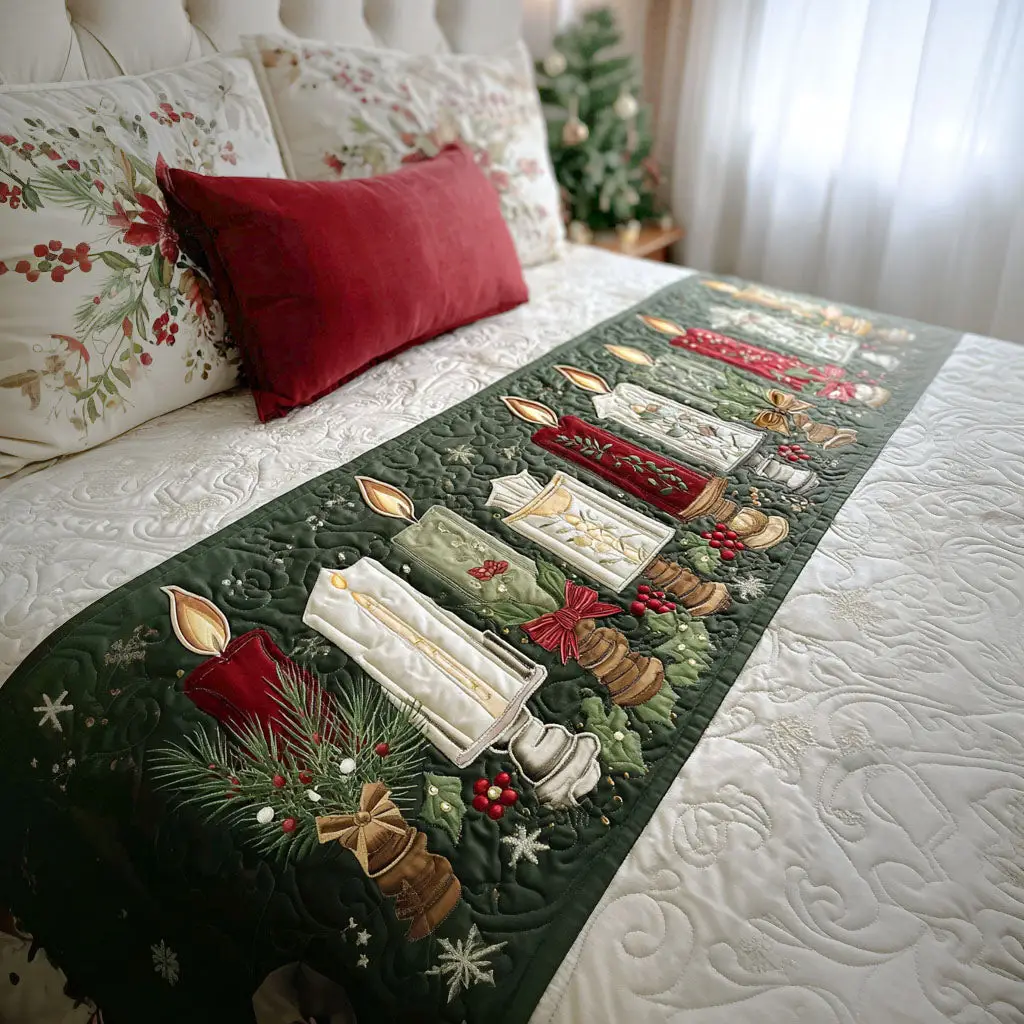Christmas Radiance Quilted Bed Runner Christmas Radiance Glow Holiday Gift