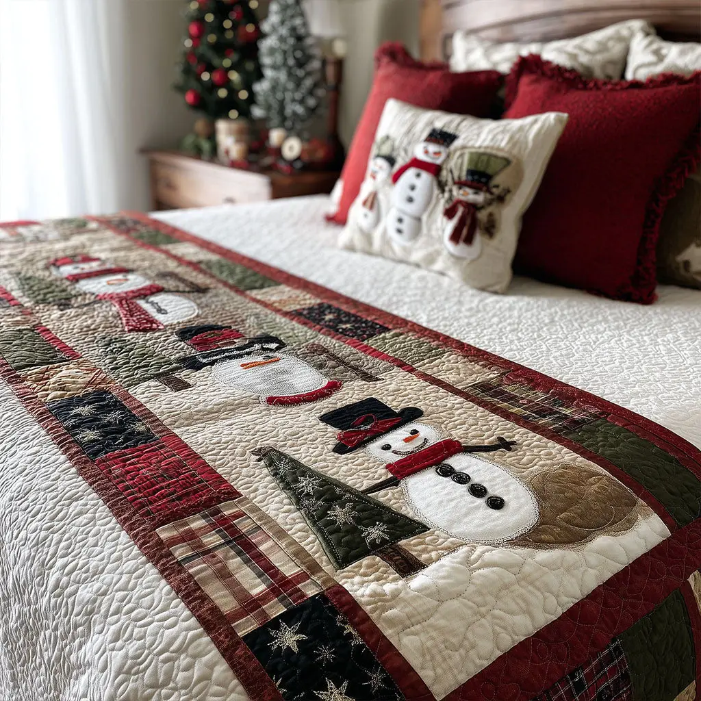 Christmas Spirit Quilted Bed Runner Christmas Spirit Holiday Family Gift