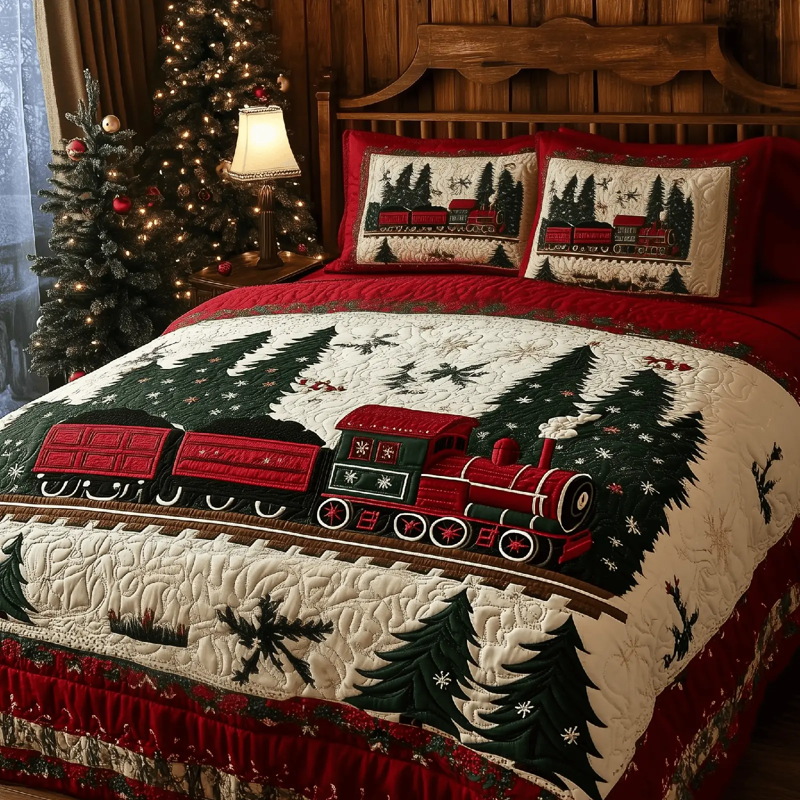 Christmas Train Quilted Bedding Set Christmas Bedding Set Christmas Gifts For Couples