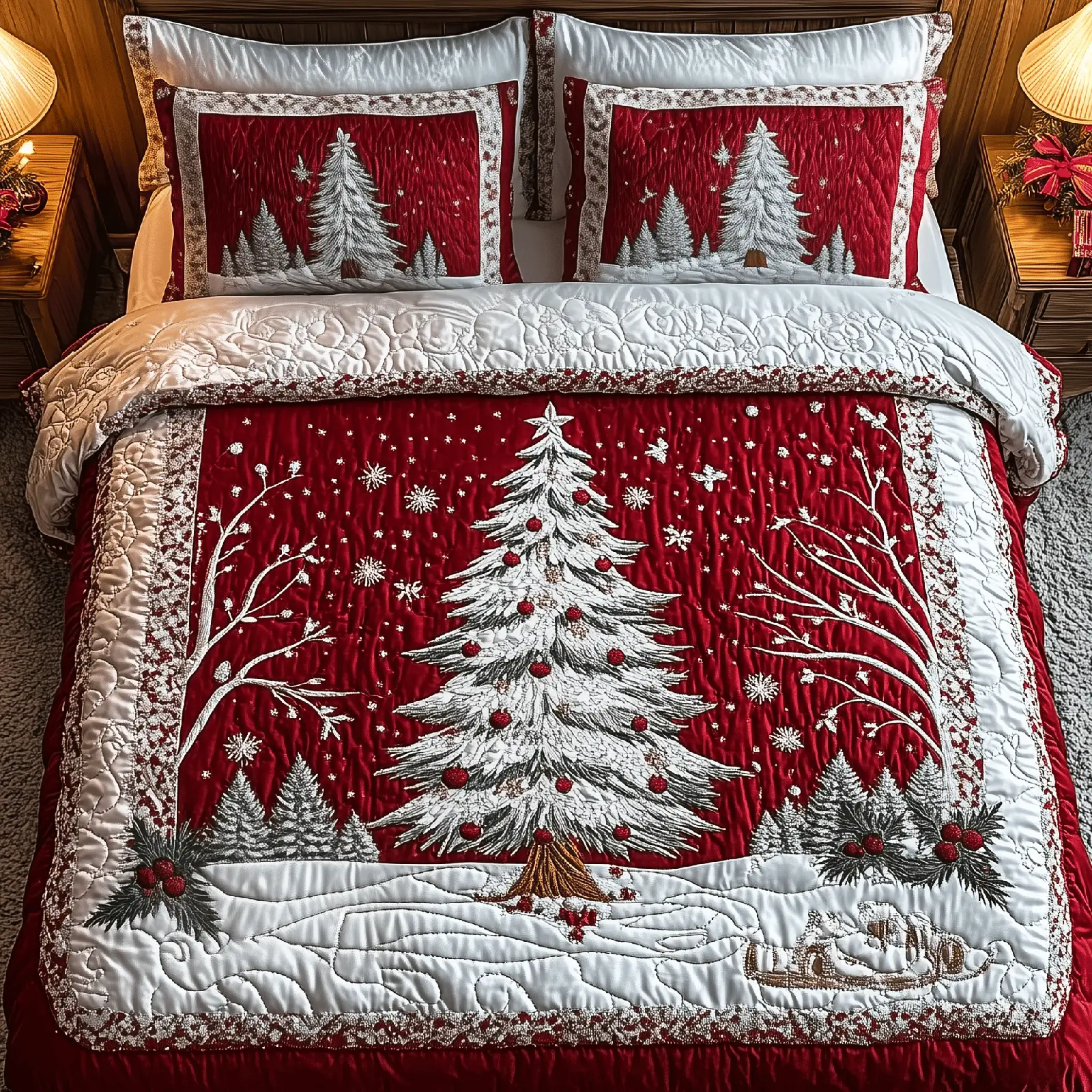 Christmas Tree Quilted Bedding Set Christmas Bedding Set Christmas Gifts For Couples