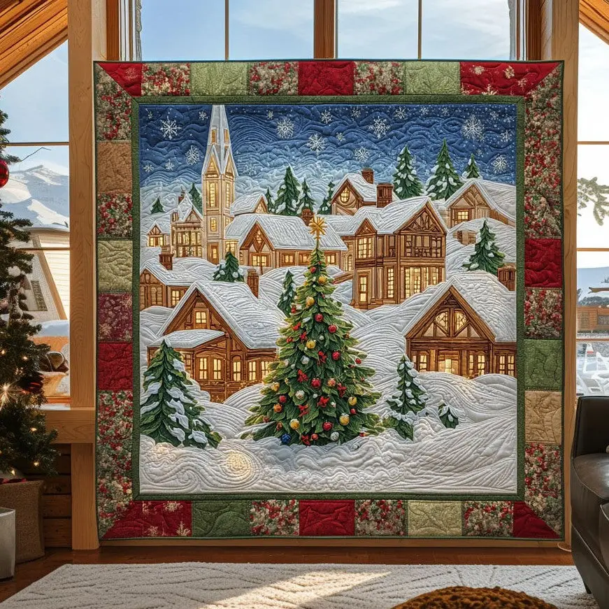 Christmas Village Quilt Beautiful Quilt Blanket Gift for Cozy Living