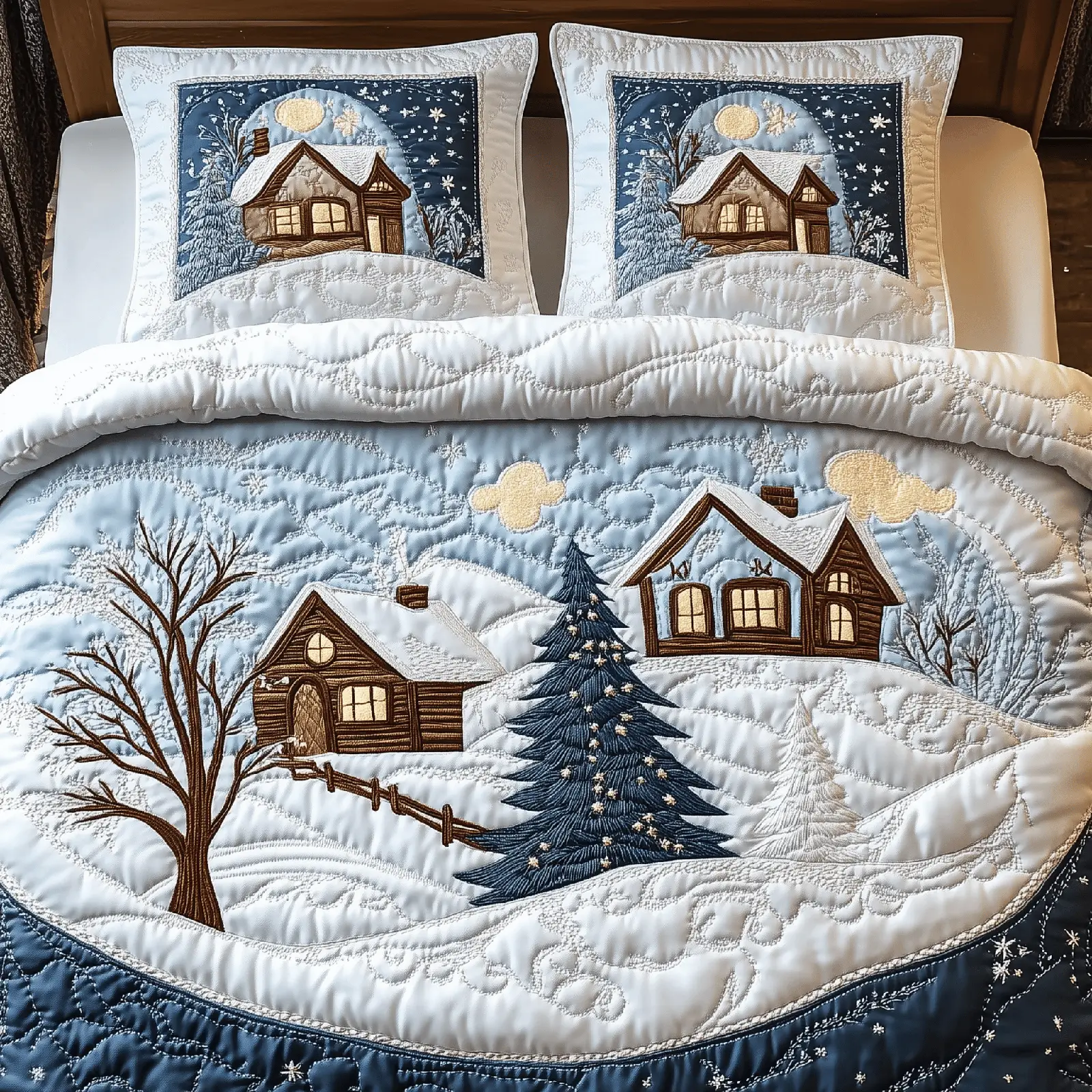 Christmas Village Quilted Bedding Set Christmas Bedding Set Anniversary Gifts For Couples