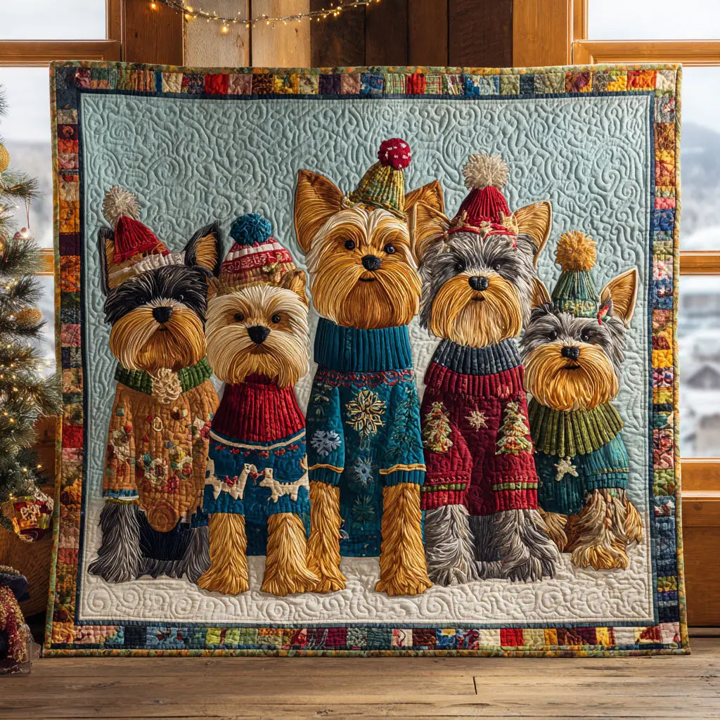 Christmas Yorkie Quilt Perfect Holiday Gift for Blanket Lovers