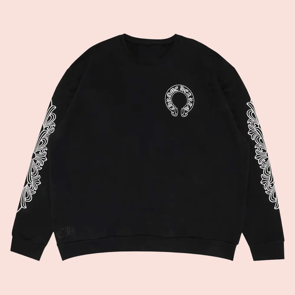 Chrome Hearts Merch Horseshoe Emblem With Ornate Sleeve Details Sweatshirt Gifts For Him