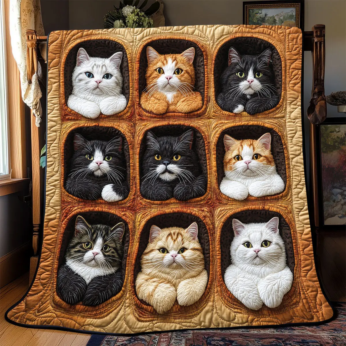 Chubby Cats Quilt Blanket Best Presents Cute Xmas Throw Blanket For Cat Lovers