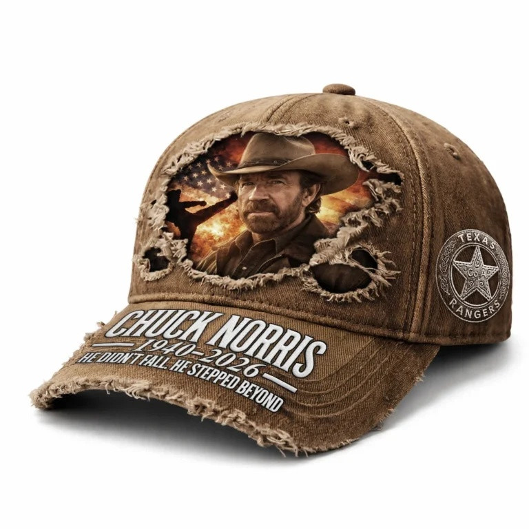 Chuck Norris Memorial Hat 1940-2026 He Stepped Beyond Distressed Cap Texas Rangers Merch Gift
